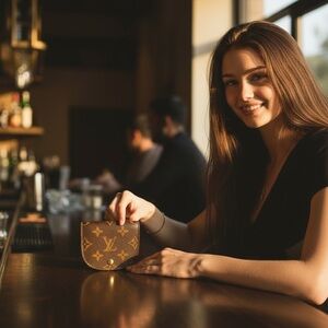 Louis Vuitton Brown and Gold Monogram Pouch